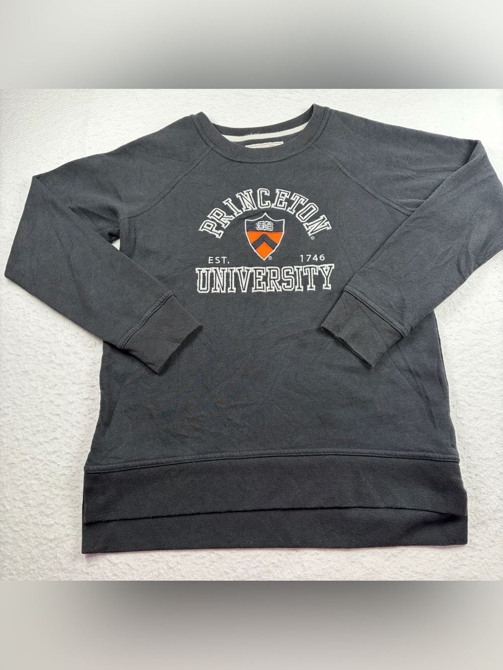 Princeton University Crewneck Sweatshirt Gray Graphic Raglan Lifestyle Size Smal